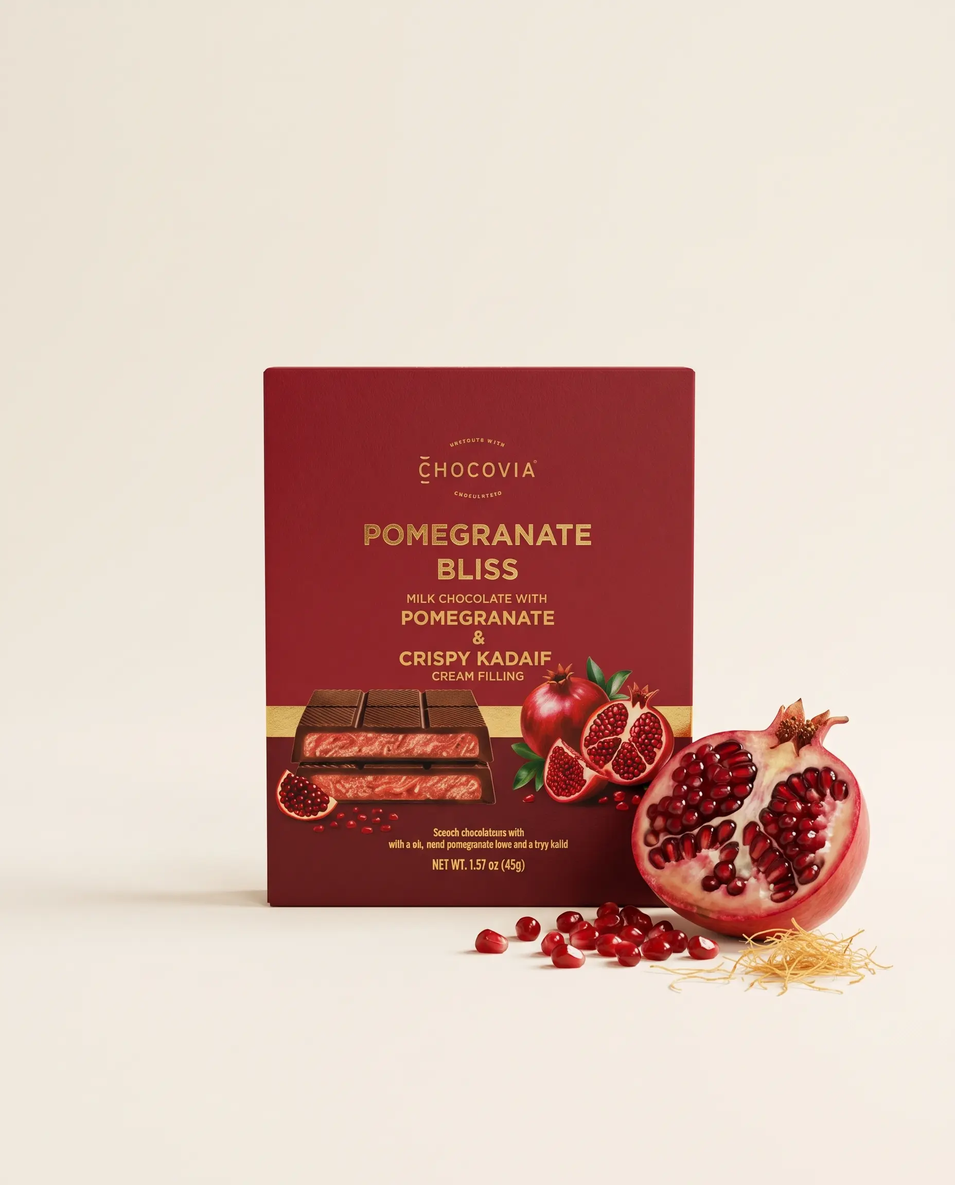 Chocovia Pomegranate Bliss Nar Kremalı Kadayıflı Çikolata